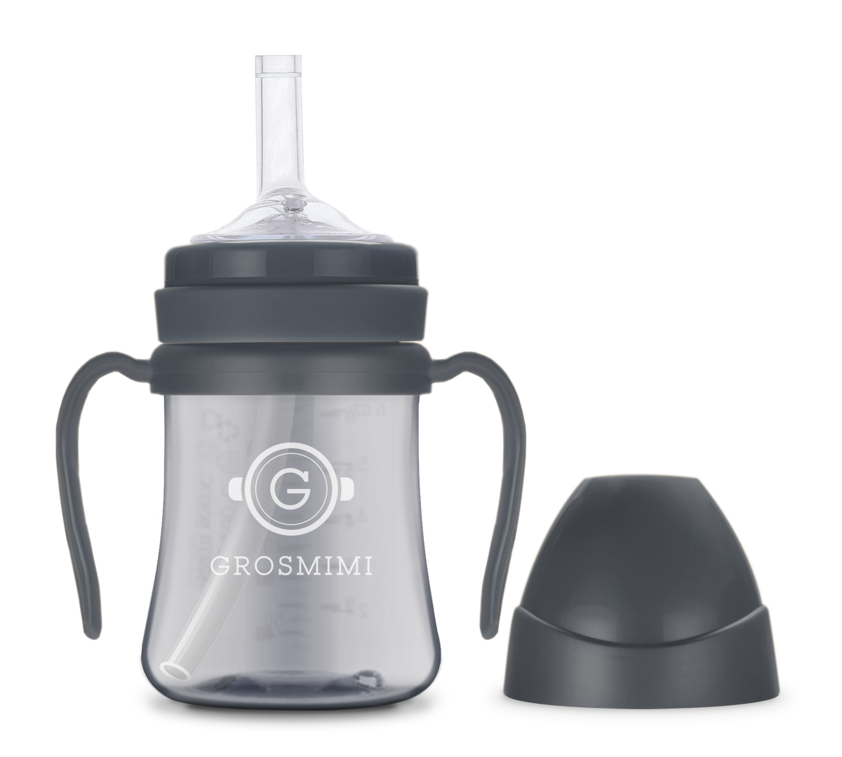 Grosmimi Straw Cup Sippy Cup Bottle Toddler 9oz Gray Plastic