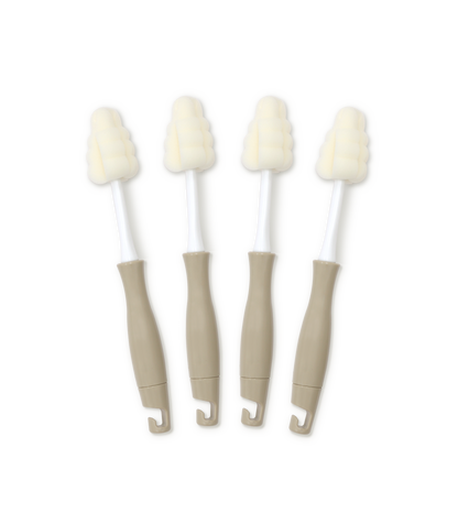 All In One Foam Brush for Bottle & Teat (4pcs, Mocha)