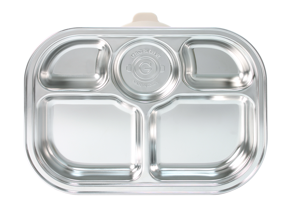Grosmimi Stainless Steel Food Tray with 5 Comparment (include cover & silicone suction)